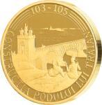Casa de Monede Podul lui Traian - Piesă comemorativă XXL înnobilată cu aur pur Moneda