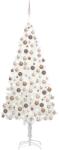  Brad crăciun pre-iluminat artificial, set globuri, alb, 240 cm (3077636)
