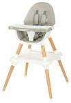 New Baby Scaun de masa, New Baby, Grace, Transformabil, Multifunctional, Pana la 15 kg, Din lemn, Conform cu EN 14988: 2017-10, 6-36 luni, Grey (54609) Scaun de masa bebelusi