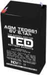 Ted electric Оловна Батерия TED ELECTRIC, 6V, 6.1Ah, 70- 47- 100 mm, AGM