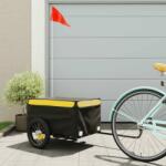 vidaXL fekete-citromsárga vas teherszállító kerékpár utánfutó 30 kg (94078)