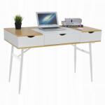 Jumi Birou calculator, Jumi, placa MDF, cu sertar, compartimente interioare, alb si natur, 120x60x77 cm GartenVIP DiyLine (CM-305281)