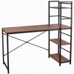Jumi Birou calculator, Jumi, pal melaminat, otel, 3 rafturi, natur si negru, 120x52x120 cm GartenVIP DiyLine (CM-305359)