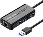 Ugreen Hub Multiport USB-A la 1x RJ45 1000 Mbps, 3x USB-A 3.0, Ugreen, Ethernet, Negru (20265-UGREEN)