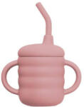  Cana din silicon cu pai, 6 luni+, Old Rose, Appekids