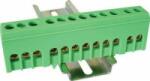Tracon Electric Baretă izolată (N/PE), închisă, culoare verde 230/400VAC, 63A, 6×9mm, 12P, IP20 (ZG)