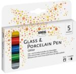  Markere pentru sticlă și porțelan Kreul Glitter Medium, 5 buc/set