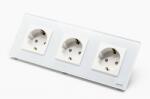 Tosyco Priză Schuko triplă cu ramă din sticlă (TOS-C3SK-W)
