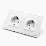 Tosyco Priză Schuko dublă cu ramă din sticlă (TOS-C2SK-W)