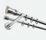  Rotterdam 2 rudas fényes inox színű fém karnis szett - 300 cm