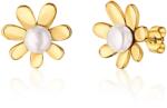 JwL Luxury Pearls Bájos aranyozott fülbevaló valódi folyami gyöngyökkel Virágok JL0775