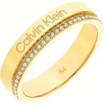 Calvin Klein Aranyozott gyűrű kristályokkal Minimális Linear 35000201 56 mm