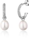 JwL Luxury Pearls Gyönyörű ezüst karika fülbevaló valódi gyöngyökkel 2 az 1-ben JL0770 - vivantis