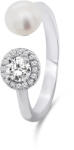Brilio Silver Gyönyörű aranyozott gyűrű valódi gyönggyel és cirkónium kövekkel RI062W 58 mm