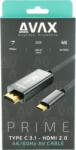 AVAX AV902 Prime USB-C - HDMI 2.0 Kábel 2m - Szürke (AV902)