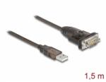 Delock Adapter A-típusú USB 2.0 - 1 x soros RS-232 D-Sub 9 tűs apa anyacsavarokkal 1, 5 m (62645)