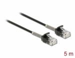Delock Görbítés védelemmel ellátott kábel RJ45 apa - RJ45 apa Cat. 6A, 5 m hosszú, fekete (87021)