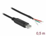 Delock Adapter cable USB 2.0 Type-A to Serial RS-232 with 3 open wires 0.5 m (63497)