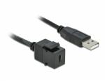 Delock Keystone modul, USB 2.0 C-csatlakozóhüvely > USB 2.0 A-csatlakozódugó, kábellel (86378) - dellaprint