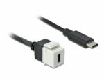 Delock Keystone modul, USB 3.0 C-csatlakozóhüvely > USB 3.0 C-csatlakozódugó, kábellel (86399) - dellaprint