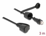 Delock hálózati kábel RJ45 csatlakozó RJ45 dugóhoz Cat. 6 STP védőkupakkal kültéri IP68 por- és vízálló fekete 3 m (80168)
