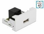 Delock Easy 45 modul A-típusú 2.0 USB anya - RJ45 anya port 22, 5 x 45 mm (81344)