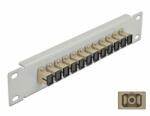 Delock 10 üvegszálas patch panel 12 portos SC Simplex bézs 1U szürke (66783)