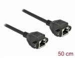 Delock Hálózat bővítő kábel S/FTP RJ45 anya - RJ45 anya Cat. 6A, 50 cm hosszú, fekete (87008) - dellaprint