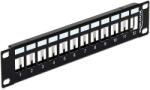 Delock 10 Keystone Patch Panel 12 portos fém, fekete színű (43326)