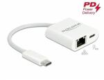 Delock USB Type-C adapter Power Delivery porttal Gigabit LAN 10/100/1000 Mbps fehér (65402)