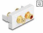 Delock Easy 45 modul 2 x RCA anya port, piros / fehér gyűrű 22, 5 x 45 mm (81396)