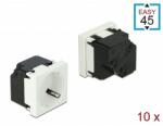 Delock 45 x 45 mm méretű, 45 elrendezésű Easy 45 földelt hálózati csatlakozóaljzat, 10 db. Fekete (81321)