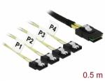 Delock Kábel Mini SAS SFF-8087 > 4 x 7 tűs SATA 0, 5 m fém (85800) - dellaprint
