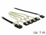 Delock Kábel Mini SAS SFF-8087 > 4 x 7 tűs SATA + oldalsáv, 1 m fém (85682)