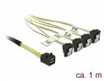 Delock Kábel Mini SAS HD SFF-8643 > 4 x SATA 7 érintkezős hüvely 90 fokban ívelt 1 m (85685)