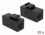 Delock Keystone modul, RJ45-aljzat > RJ45-aljzat, Cat. 6 UTP, fekete 25 db. -os (86629)