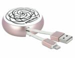 Delock USB 2.0 behúzható kábel A-típusú Lightning 8 tűs, fehér / halvány rózsaszín (85817) - dellaprint