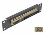 Delock 10 üvegszálas patch panel 12 portos SC Simplex bézs 1U fekete (66762)
