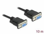 Delock Sub D9-es, null modemű, RS-232 soros kábel, anya-anya, 10 m (86604)