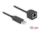 Delock Soros kapcsolati kábel FTDI chipszettel, USB 2.0 A-típusú apa - RS-232 RJ45 anya, 50 cm hossz (64163) - dellaprint