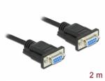 Delock Sub D9-es, null modemű, RS-232 soros kábel, anya-anya, 2 m (86605) - dellaprint