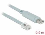 Delock Adapter USB 2.0 A-típusú apa > 1 x soros RS-232 RJ45 apa 0, 5 m szürke (63920)