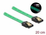 Delock 6 Gb/s SATA kábel UV fényhatással zöld színű, 20 cm (82017) - dellaprint