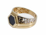 Ékszershop Bicolor görög mintás fekete köves pecsét arany gyűrű (1268304)