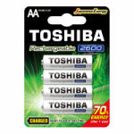 9518 Újratölthető akkumulátorok TOSHIBA HASZNÁLATRA KÉSZ AA 1, 2V 2600MAH buborékfólia 4 db (TOSBAT0420)