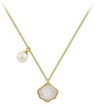 Eva Grace Colier Shell Pearl, auriu, model cu perle, cu pandantiv in forma de scoica - Colectia Universe of Pearls