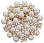 Eva Grace Brosa Lacey, rotunda, aurie, decorata cu zirconiu si perle - Colectia Universe of Pearls