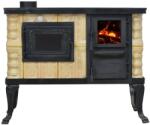 eSemineu Cream/Rustic terracotta cooking stove 90 cm with hob and oven 7kW left
