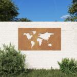  Decor perete grădină 105x55 cm design harta lumii oțel corten (824498)