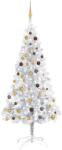  Brad crăciun pre-iluminat cu set globuri, argintiu, 210 cm, pet (3077525)